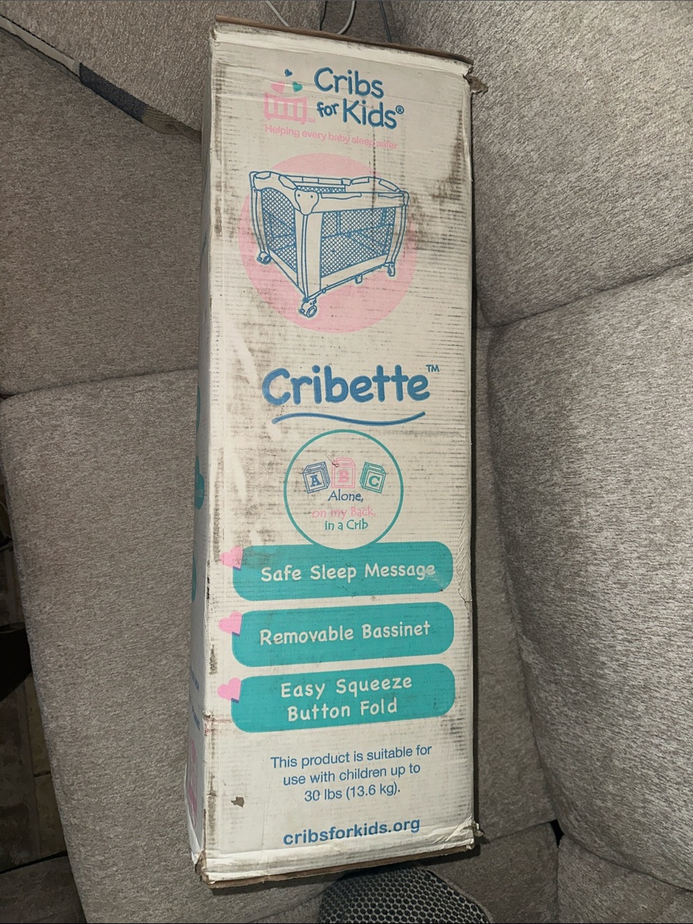 Cribs For Kids Cribette Portable Play Yard in White and Teal